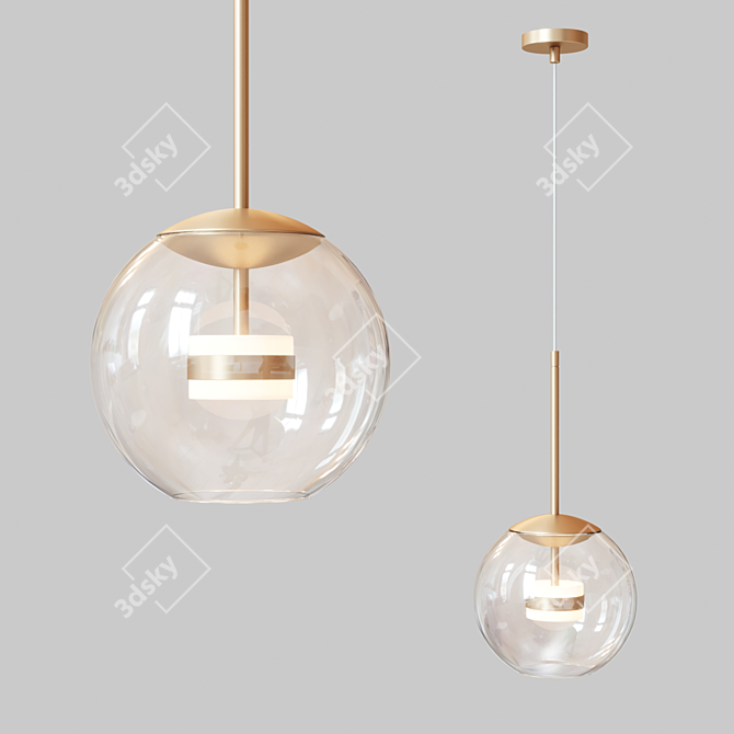 Elegant Matte Gold Pendant Light 3D model image 1