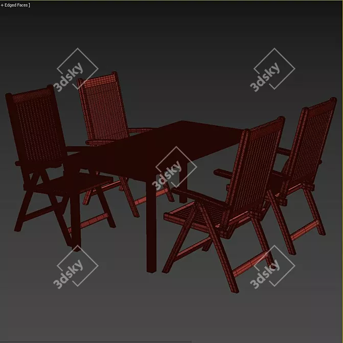 Elegant 7-Piece Dining Set 3D model image 3