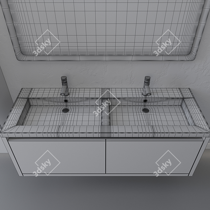 Italian Double Sink Suspended Furniture Set 3D model image 3