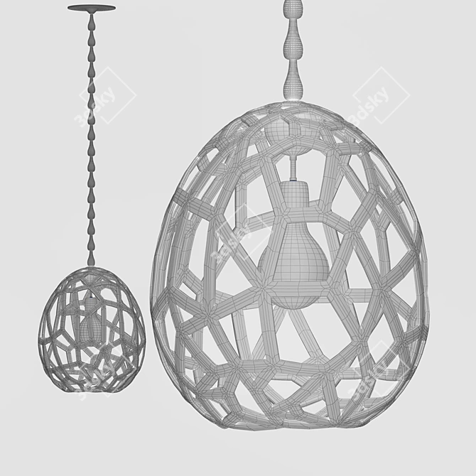 Elegant Lattice Pendant Lamp 3D model image 2