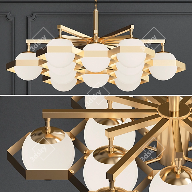 Anke Brass Glass Globe Chandelier 3D model image 1