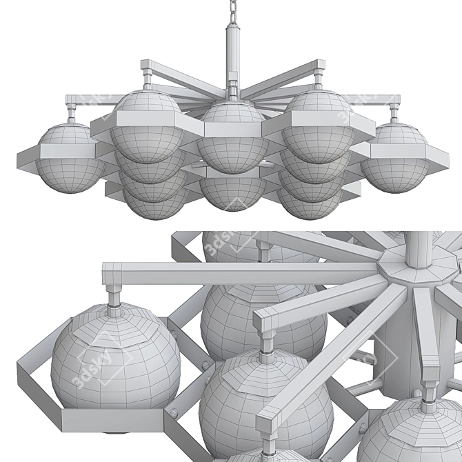 Anke Brass Glass Globe Chandelier 3D model image 3