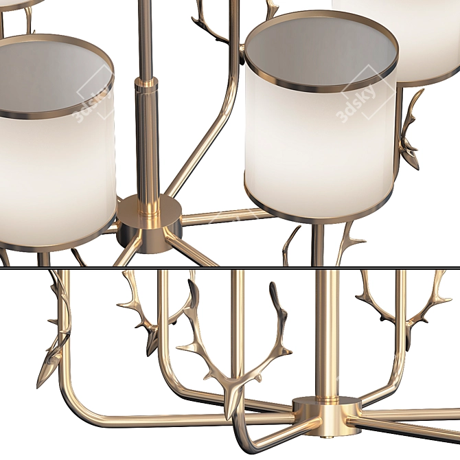 Brass Deer Chandelier 3D model image 2