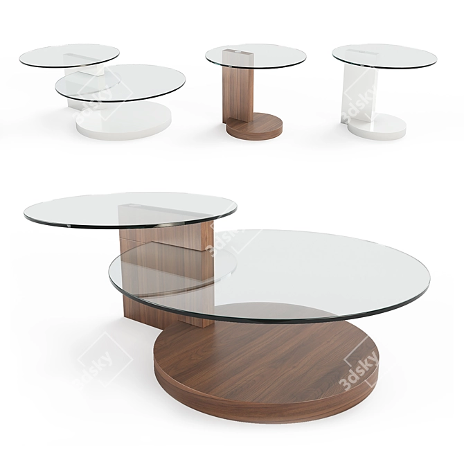 Elegant Set of Angel Cerda Coffee Tables 3D model image 1