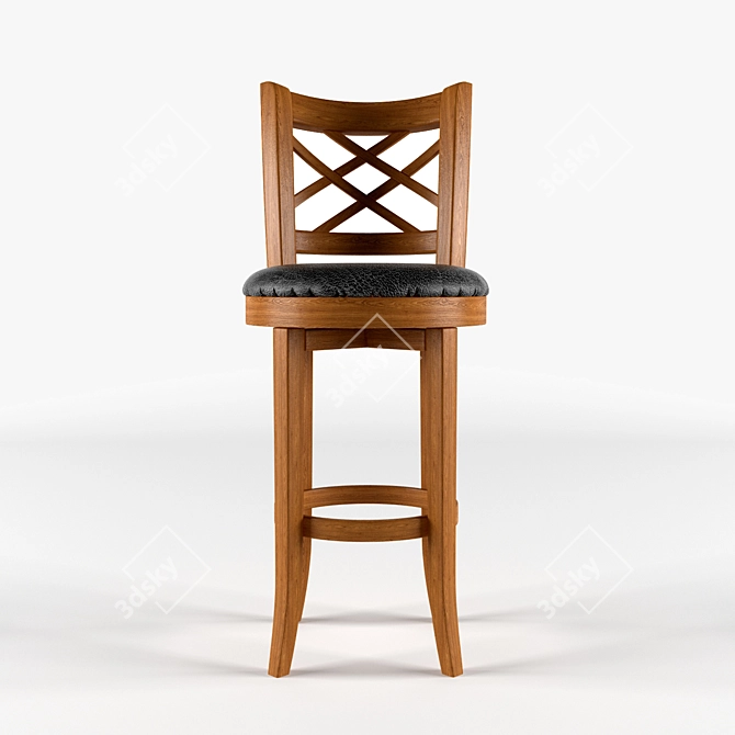 Classical Wooden Bar Stool 3D model image 3