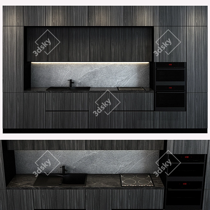 Sleek Italian Kitchen Design 3D model image 1