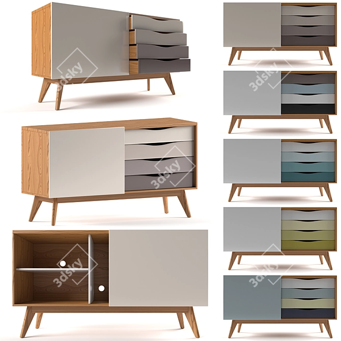 Avon Lacquered Wooden Sideboard 3D model image 1