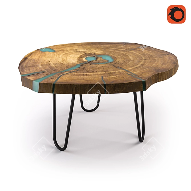 Rustic Wood Cafe Table 3D model image 1