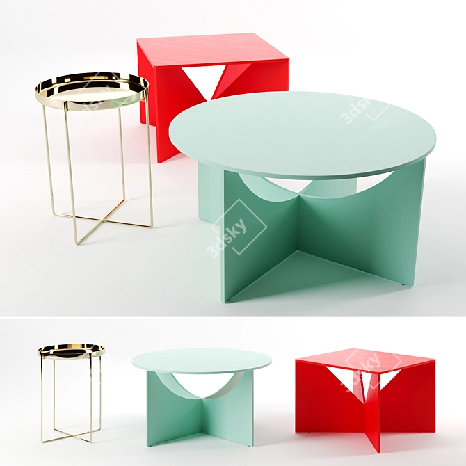 Modern e15 Tables Set 3D model image 1