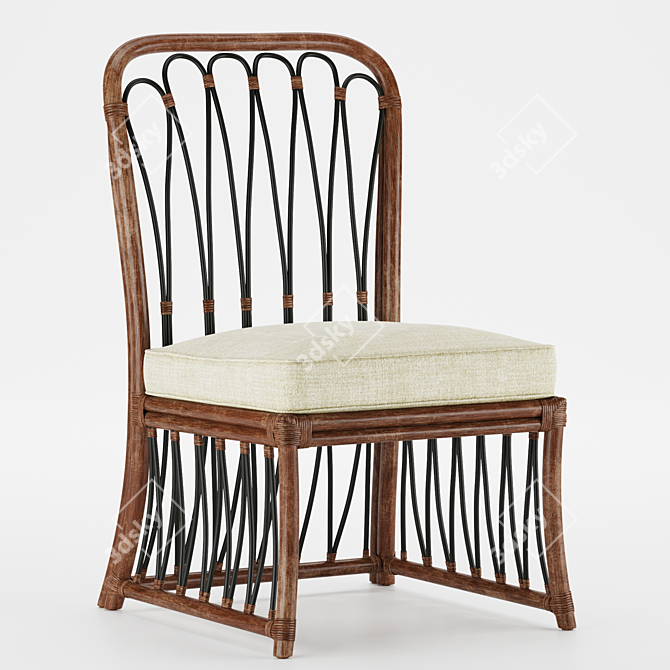 Sona Side Chair: Refined Rattan Elegance 3D model image 2