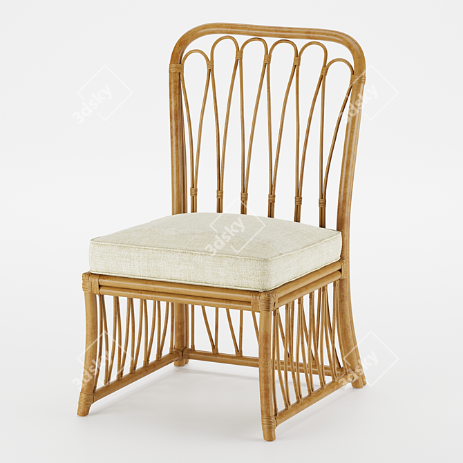 Sona Side Chair: Refined Rattan Elegance 3D model image 3