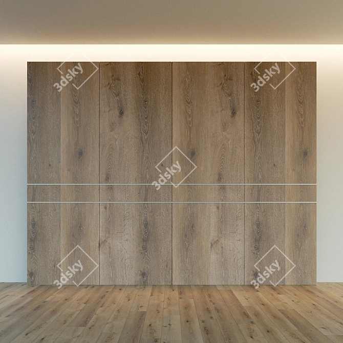 Title: Elegant Wooden 3D Wall Panel 3D model image 2