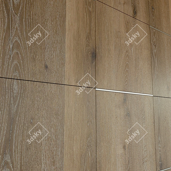 Wooden 3D Wall Panel with Metal Moldings 3D model image 3