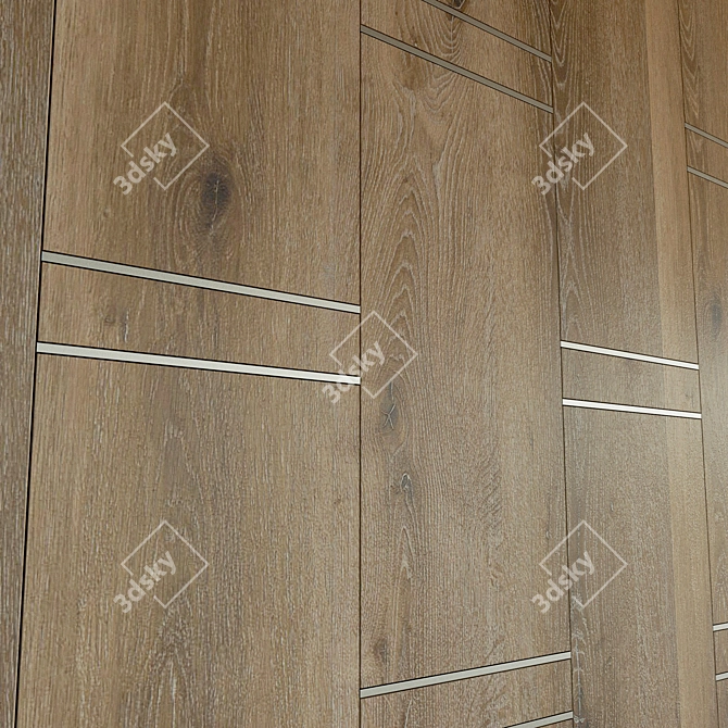 Wooden 3D Wall Panel with Metal Moldings - Decorative & Lightweight 3D model image 2