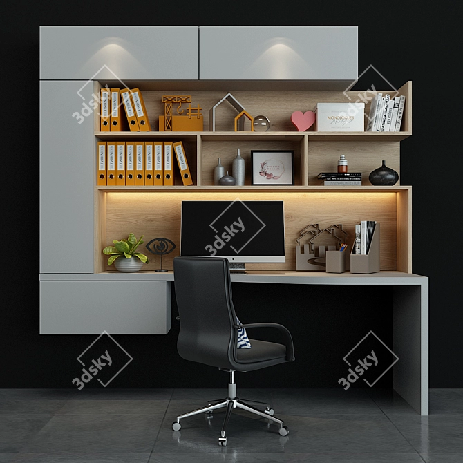 Modern Home Office Set 3D model image 1