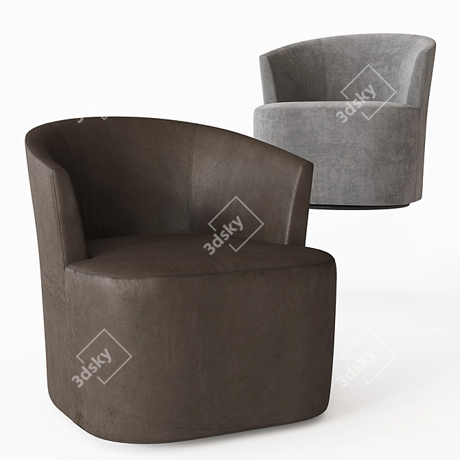 Luxurious Arden Leather Swivel Chair 3D model image 1