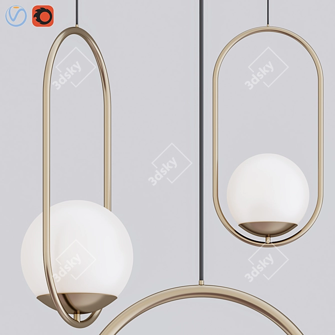 Modern Gold Pendant Light 3D model image 1