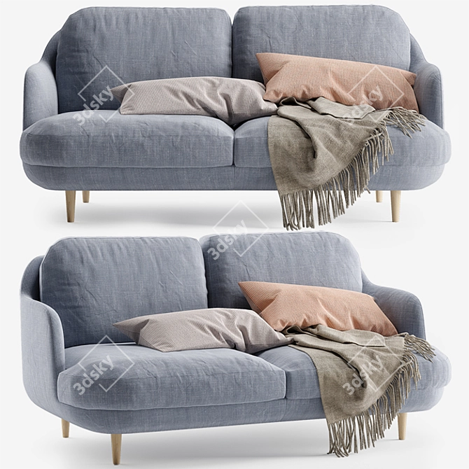 Fritz Hansen Lune 2 Seater Sofa: Sleek Design, Superior Comfort 3D model image 1