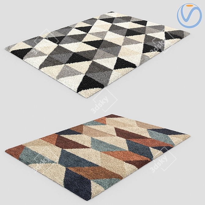 Modern Fur Carpets - 2pcs Set 3D model image 1