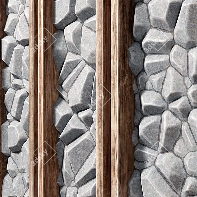 Rustic Stone Wall Frame 3D model image 2