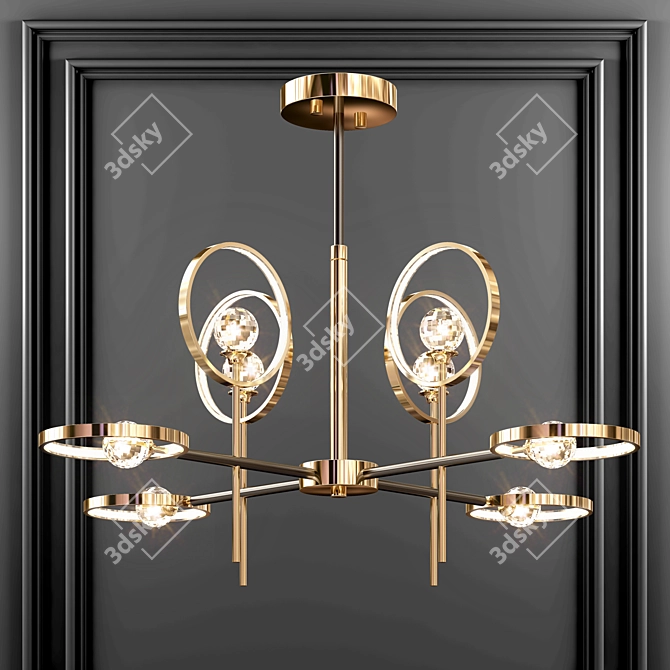 Sleek Metal Chandelier 3D model image 1