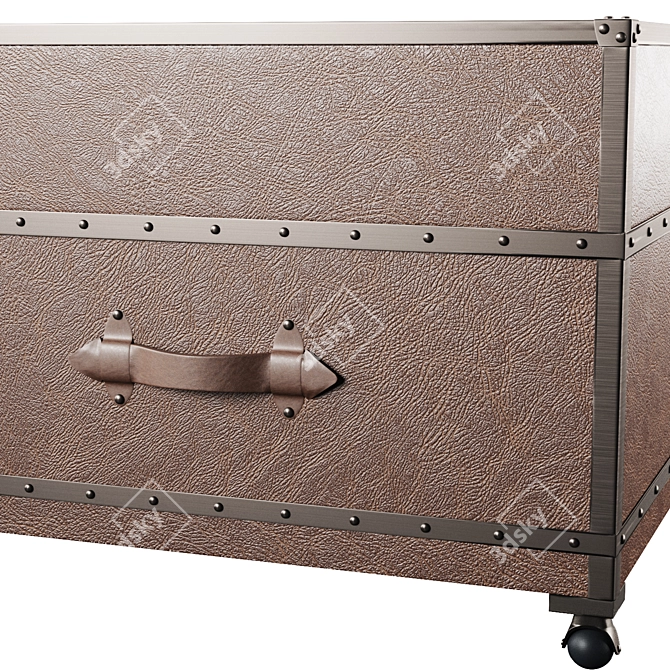 Luxury Leather Table: Pins & Brass 3D model image 2