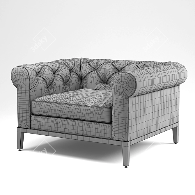 Italian Chesterfield Leather Chair 3D model image 3