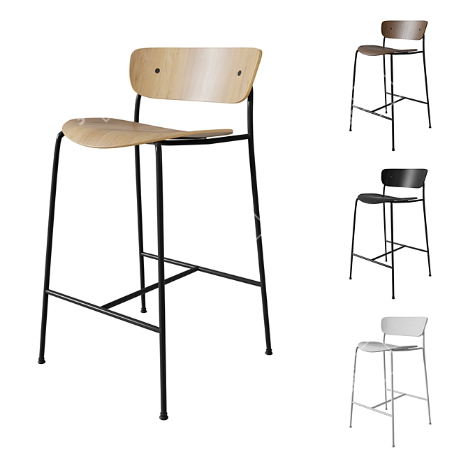 Modern Pavilion AV7 Stool: Versatile Design 3D model image 1