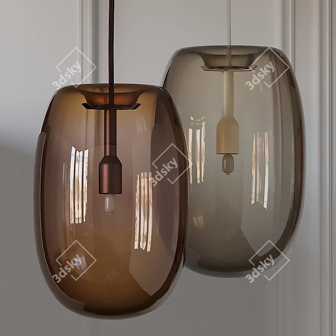 Elongated Pebble Pendant in 4 Striking Variants 3D model image 1