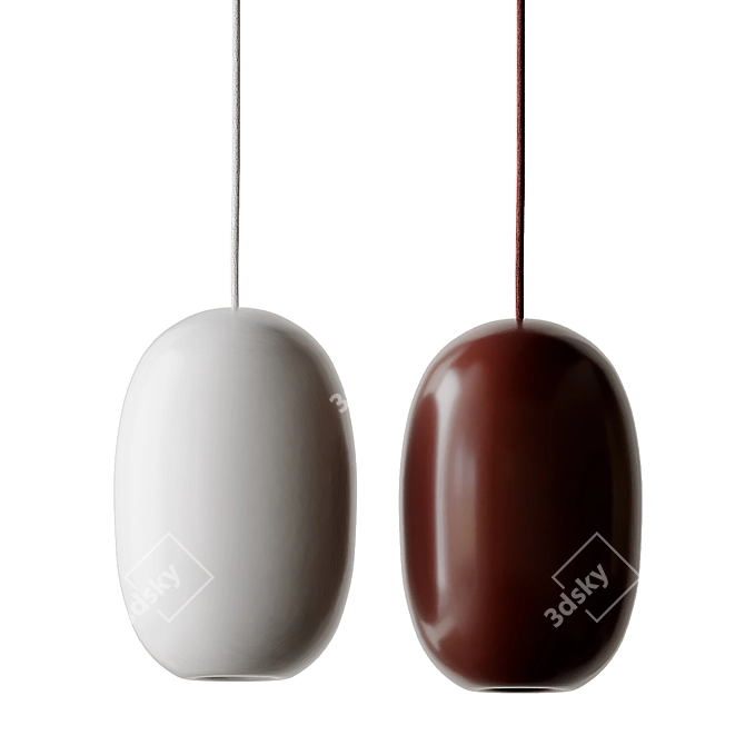 Elongated Pebble Pendant in 4 Striking Variants 3D model image 7