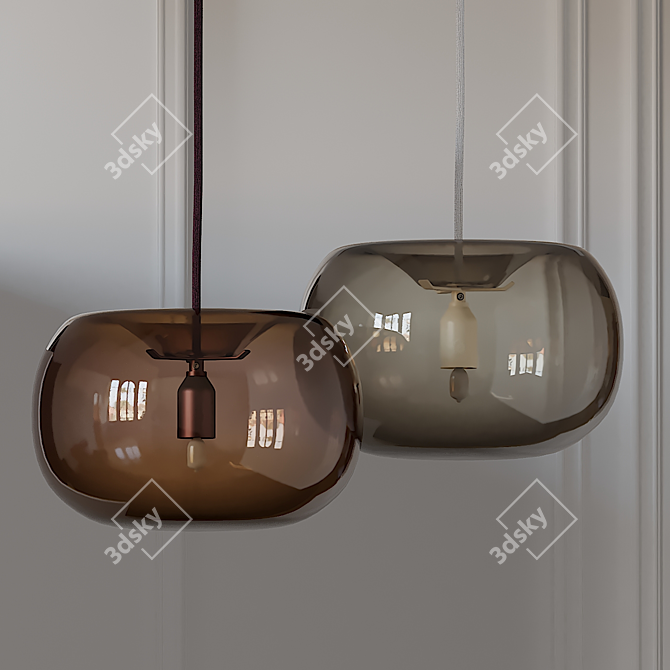 Elegant Pebble Pendant Light 3D model image 1