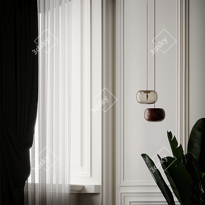 Elegant Pebble Pendant Light 3D model image 4