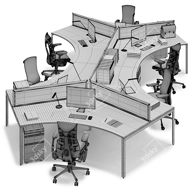 Efficient Design Solution for Workspaces 3D model image 3