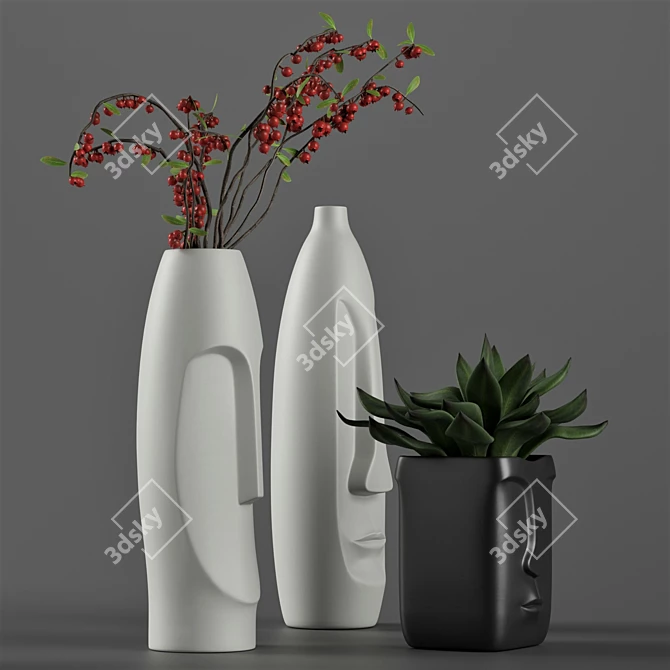 Pretty in Pink Vase Set 3D model image 2