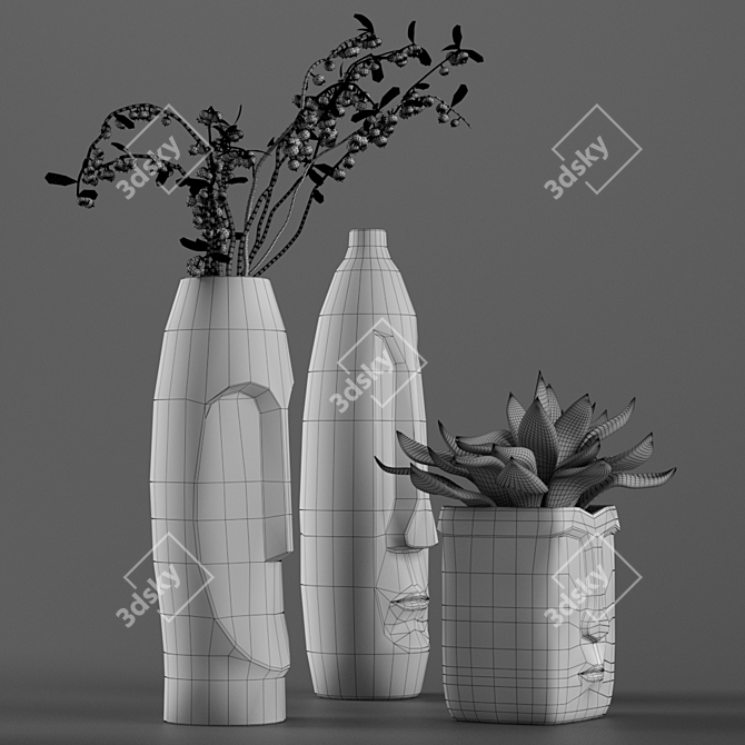 Pretty in Pink Vase Set 3D model image 3