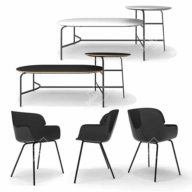 NORM Architects Park Set: Hi/Low Meeting Table & Side Chair 3D model image 2