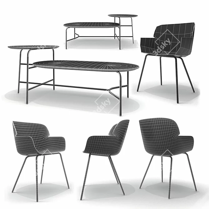 NORM Architects Park Set: Hi/Low Meeting Table & Side Chair 3D model image 3