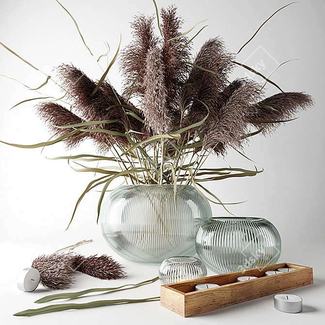 Elegant Dry Grass Bouquet 3D model image 1