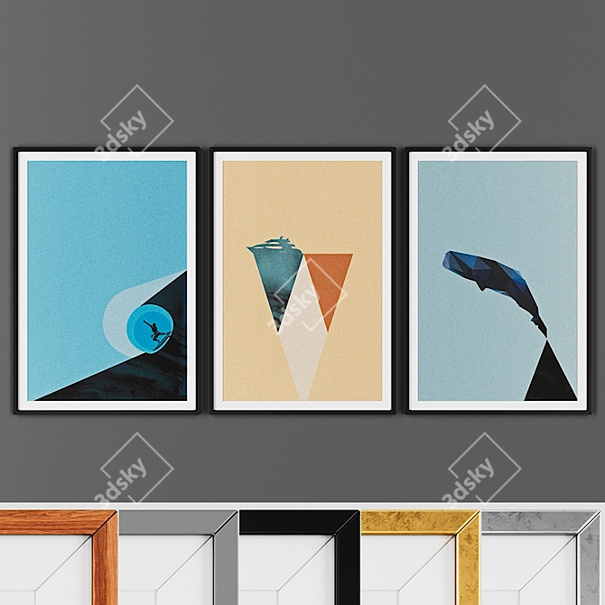 Customizable Set of 3 Picture Frames 3D model image 1