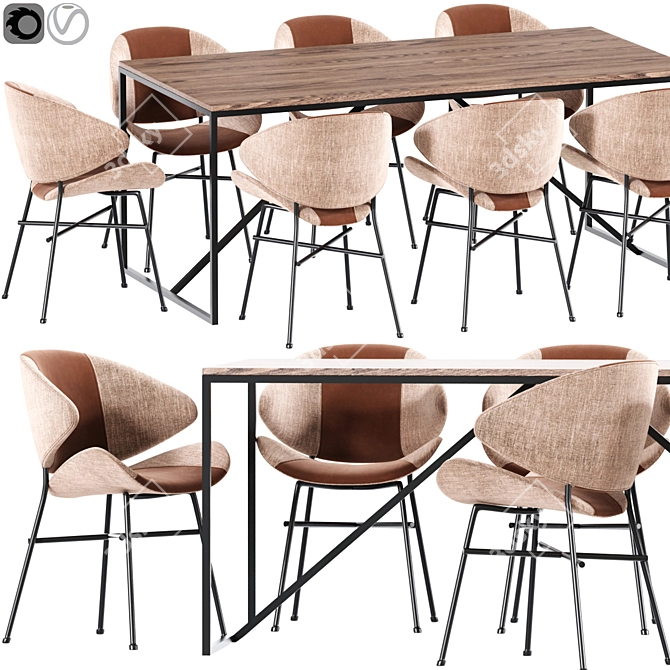 Chic Cheri Dining Set 3D model image 1