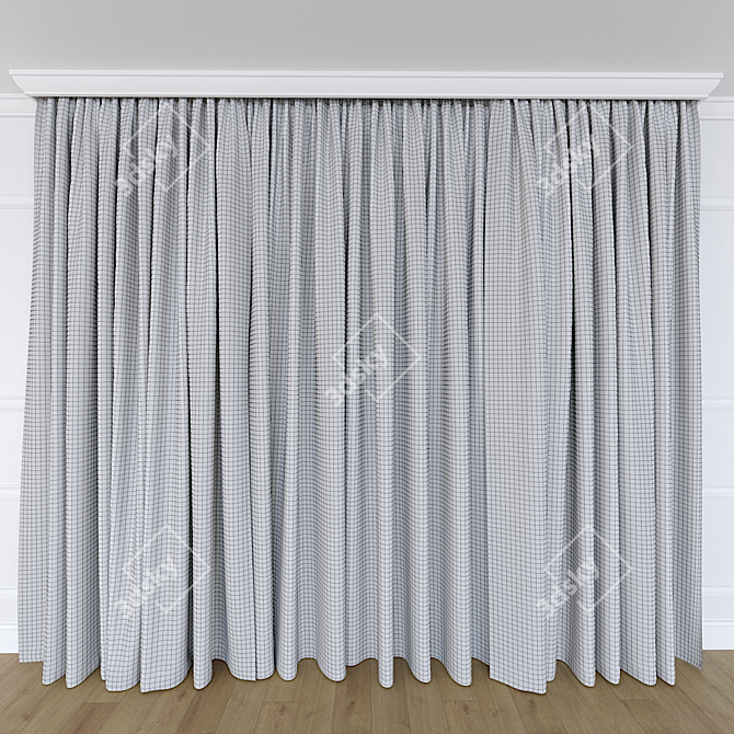 Modern Composition Portiere with Sheer and Cornice 3D model image 1