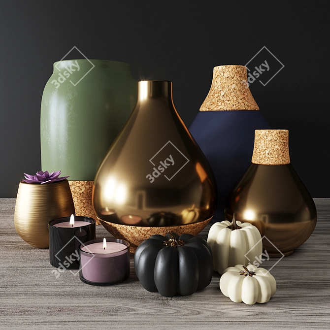 Elegant Teardrop Vase Set 3D model image 1