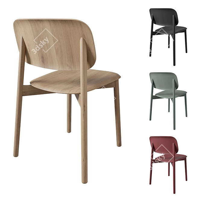 Hay Soft Edge 12: Stylish Oak Chair 3D model image 3