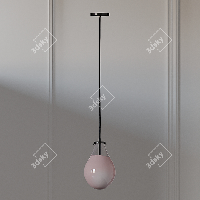 Pink Opaque Teardrop Pendant 3D model image 2