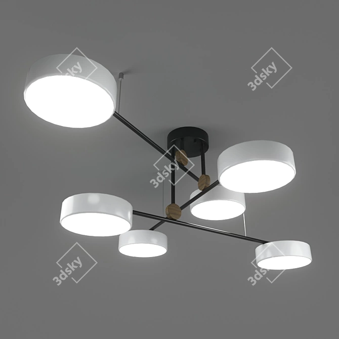 Technum LED Color Pendant: Modern Style, Matte Black Metal, 1500mm Diameter 3D model image 1