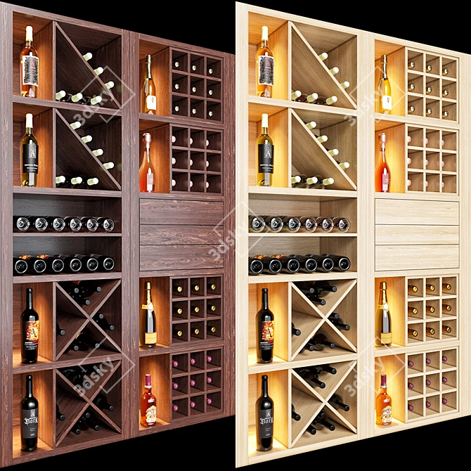 Elegant Wine Shelv: Merlot, Cabernet, Whiskey 3D model image 3