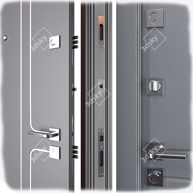 Vista Entrance Metal Door: Modern, Secure, Durable 3D model image 2