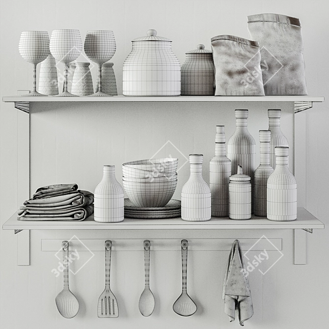 Elegant Kitchen Decor Set 3D model image 3