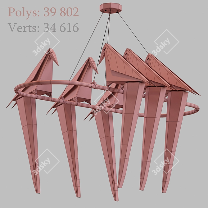 Modern Perch Light Chandelier - 6 Heads 3D model image 2