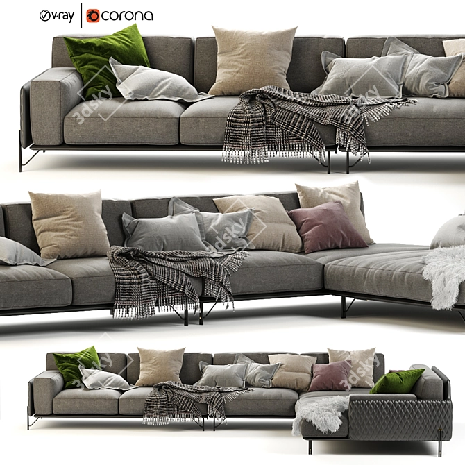 Elegant Kris Sofa: Italian Craftsmanship at its Finest 3D model image 1